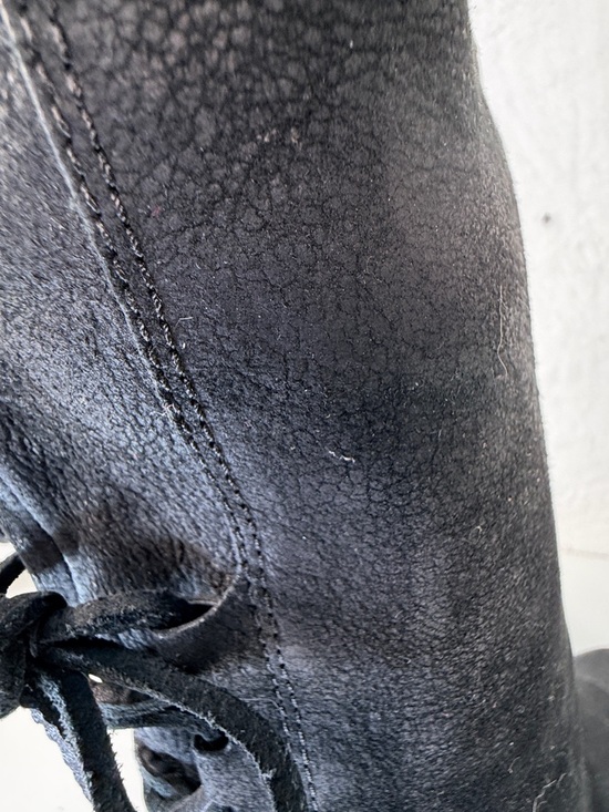 UGG Australia Black Leather Lace Back Mid Calf Boots Womens 8.5 Cozy Warm - Picture 10 of 15